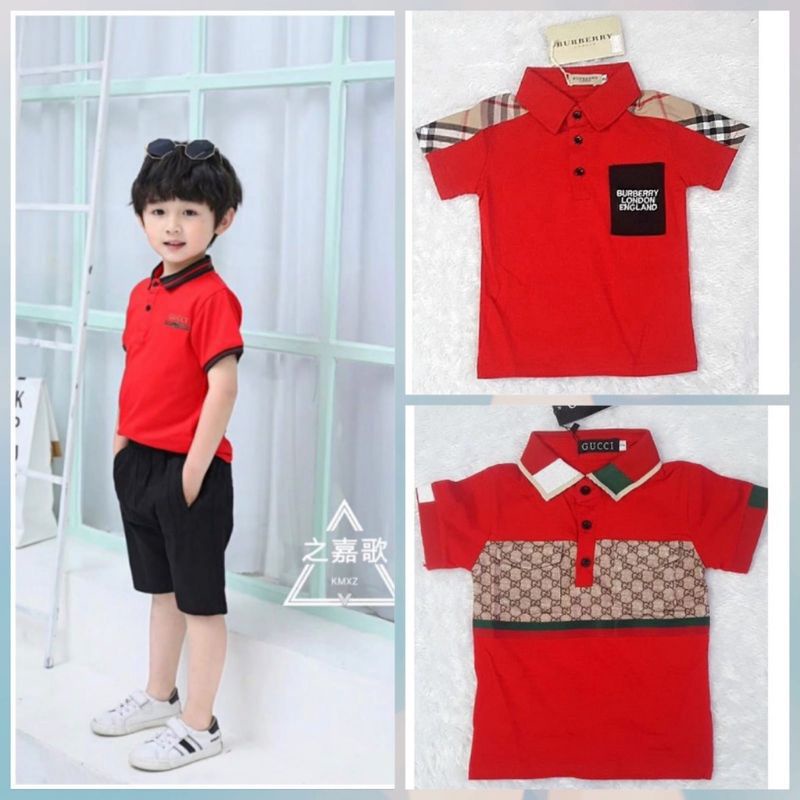 Atasan branded premium import kaos kerah polo bahan adem merah bisa anak cowo dan cewe