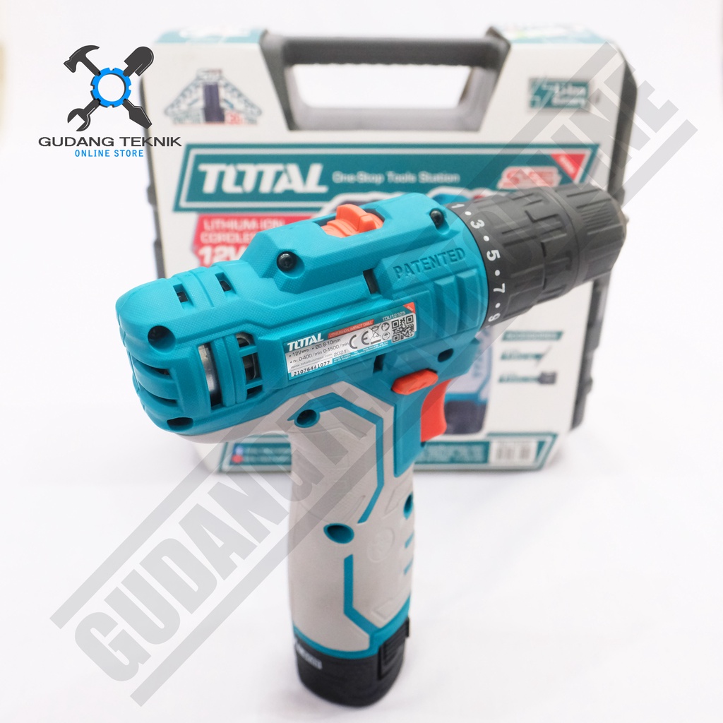 Cordless Drill 12V TOTAL TDLI12325 / Mesin Bor Baterai TOTAL TDLI 12325 - Bor Tangan Battery Cordless