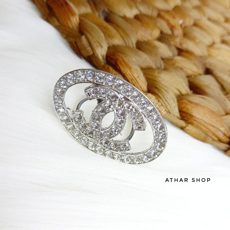 Athar shop COD Ring hijab import permata zirconia ring jilbab ring kerudung/kolong jilbab