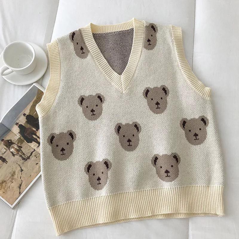 TERMURAAAH! Vest Bear Knit impor premium _rompi korea - rompi rajut7get-Rajut_komputer