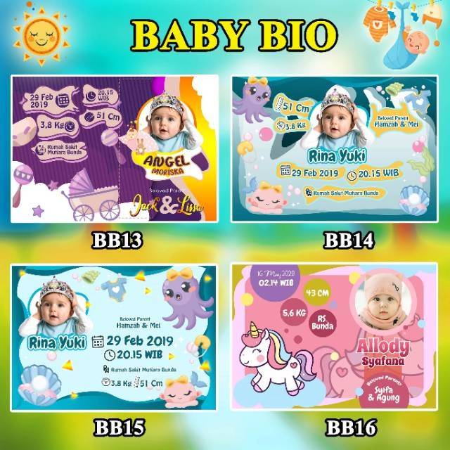 Cetak Foto baby bio Biodata bayi ukuran 10RS + pigora