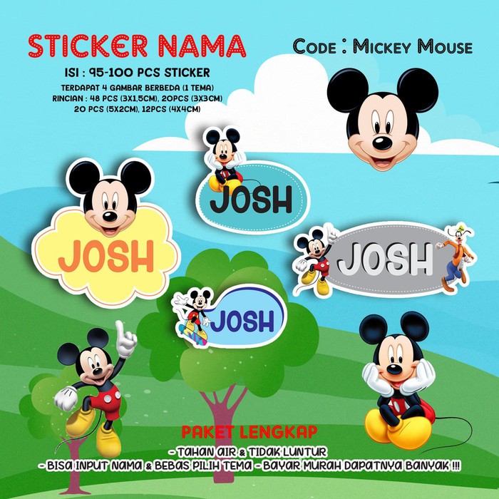 

Sticker / Stiker Label Nama Karakter Tema MICKEY MOUSE