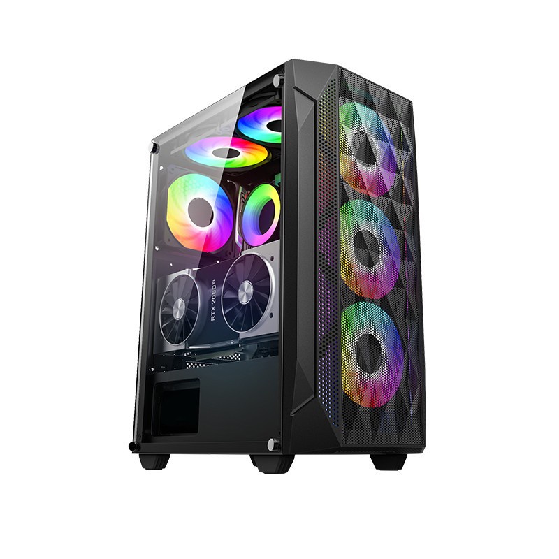 Alseye Pinwheel Casing Komputer Gaming M ATX include 3Fan RGB