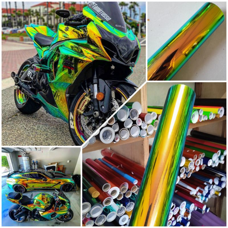 Sticker Skotlet motor warna lembayung gold krom