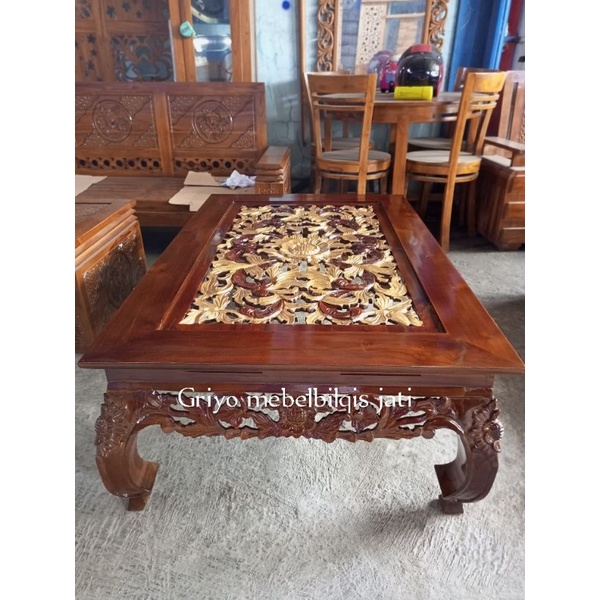 meja ukir lesehan jati 150x80