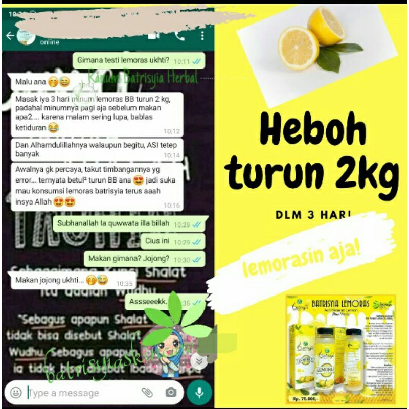 Lemonras Batrisyia Sari lemon minuman lemon