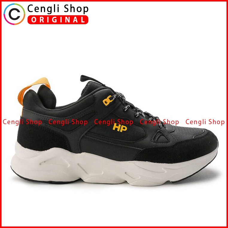 SEPATU SNEAKER HUSH PUPPIES PRIA ORIGINAL CASUAL KETS ASLI HITAM HM033