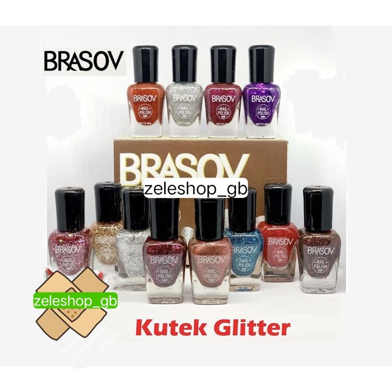 KUTEK NAIL POLISH BRASOV GLITTER ISI 12 PCS PER BOX