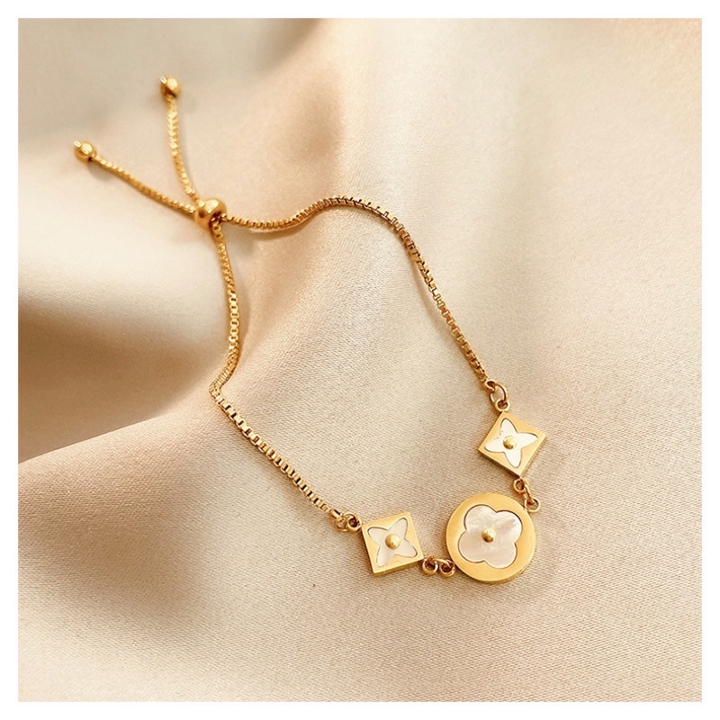 Gelang tangan Bunga LV serut titanium korea anti karat