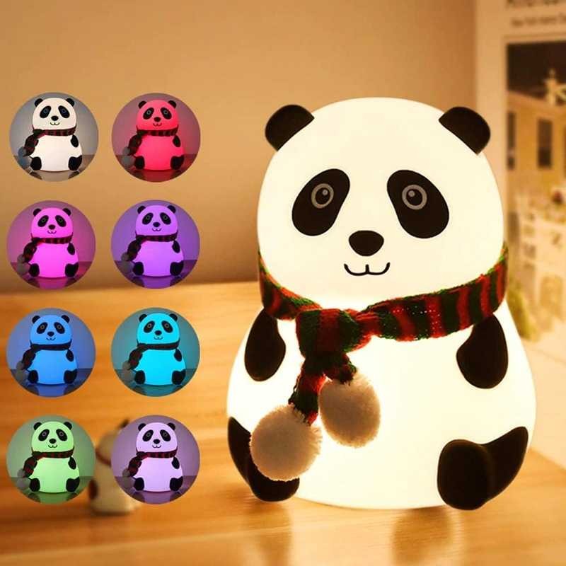 lampu tidur LED RGB model panda silicone decoration lamp