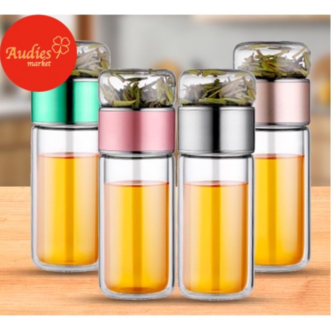 Botol minum saringan teh BOROSILICATE GLASS infuser tea Model