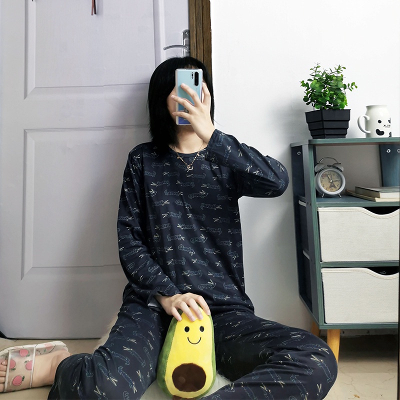 Smile Baju Tidur Wanita Import Setelan Piyama Lengan Panjang Motif Bahan Lembut Fit to XXL 4005-CROCODILE