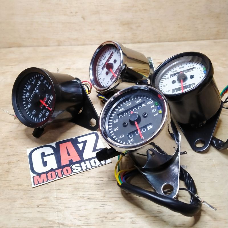 Speedometer Jarum Universal Crhome Hitam Spido Tabung CB Variasi Japstyle Classic Custom GL MP Tiger