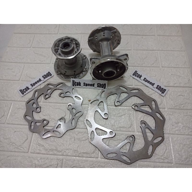 Tromol Set Klx Dtracker Bf 150 Hole 28 / 36 PREMINUM Tromol Depan Belakang + Disc Piringan Cakram Trombol