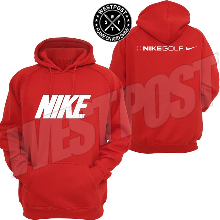 JAKET HOODIE JUMPER SWEATER NIKE SPORT GOLF WARNA MERAH