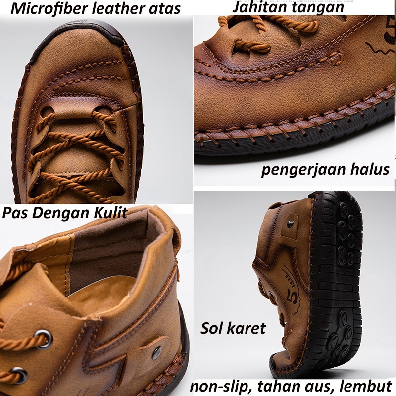 Sepatu Kasual Model Tali untuk Pria Sepatu kulit kasual Sepatu Pria Impor