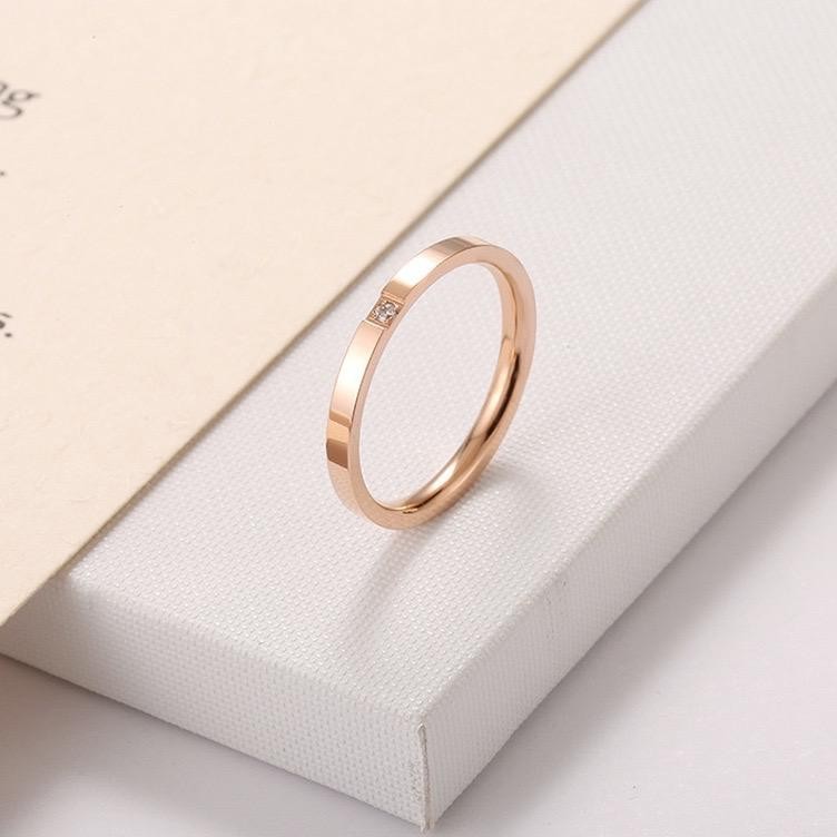 Cincin Titanium Mini Korea Wanita CK012 warna rose gold untuk cincin kawin nikah fashion set midi