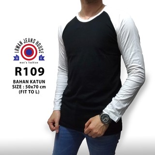 Kaos Raglan Polos Reglan Pria Cowok Lengan Tangan 