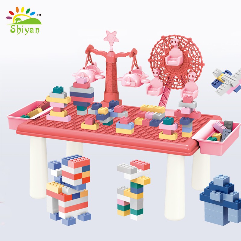 [Shiyan] Mainan edukasi anak / mainan blok 69 pcs puzzle blocks set with mini table set