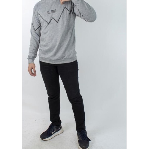 ❁ GARAF WILL SWEATER PRIA LENGAN PANJANG JAKET SWEATER COWOK - Abu-abu ۞