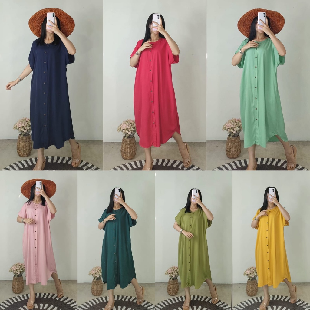 ANDREA DASTER POLOS JUMBO / DRESS MIDI WANITA VIRAL / HOMEI DRESS / DASTER RAYON PREMIUM / HOMEDRESS