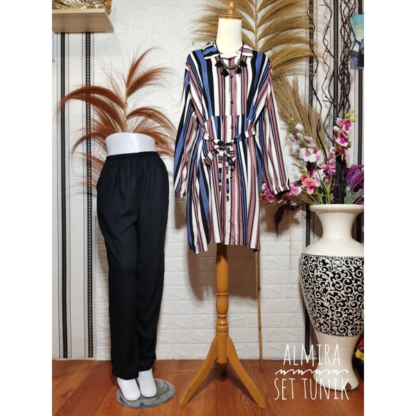 BISA COD SETELAN LONG TUNIK SETCEL TUNIC ONESET TUNIK SET BAJU MUSLIMAH SYARI KATUN RAYON BUSUI JUMB