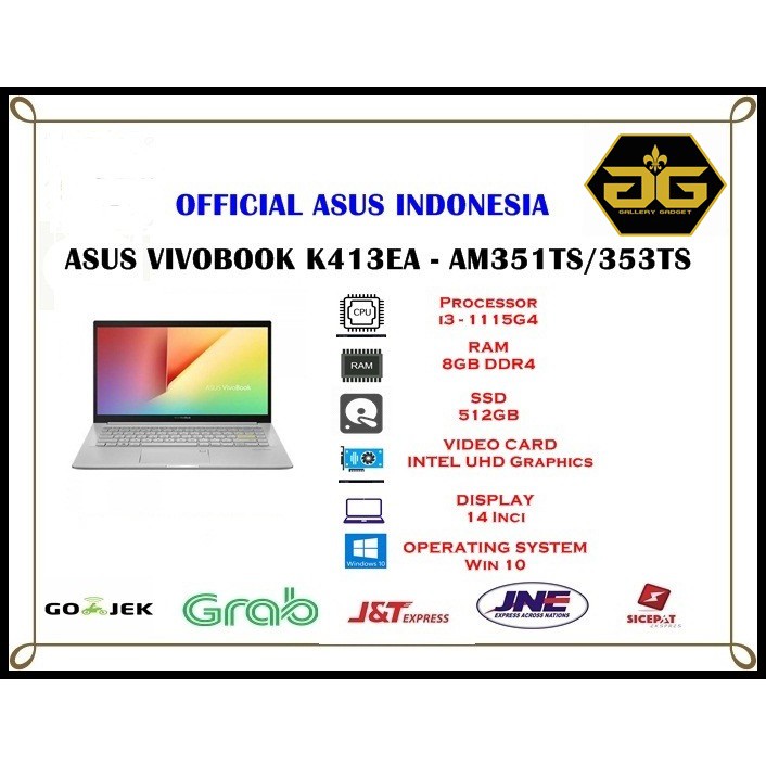 ASUS K413EA-AM351TS/AM353TS I3-1115G4 8GB 512GB SSD FHD IPS WIN10 OHS