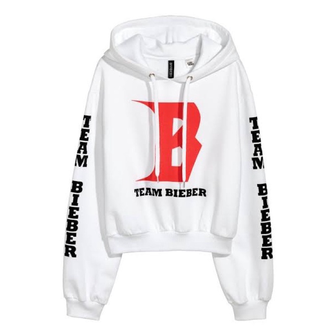 h&amp;m bieber white short hoodie