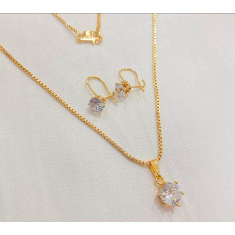 set perhiasan aksesoris wanita permata satu titanium fashion full 01