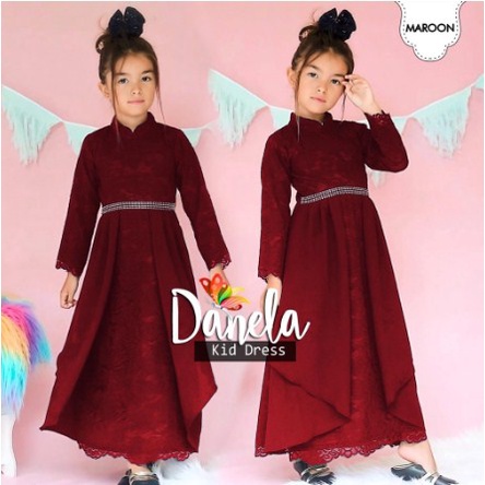 mazelia_store kid danela dress anak perempuan gamis anak brukat LD 86cm  brukat anak dress brokat an