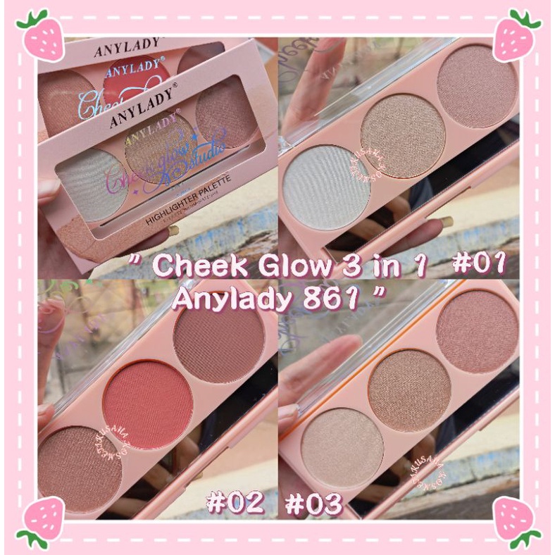 PROMO ECER!! HIGHLIGHTER&amp;BLUSHER ANYLADY CHEEK GLOW 3 WARNA NO. 855