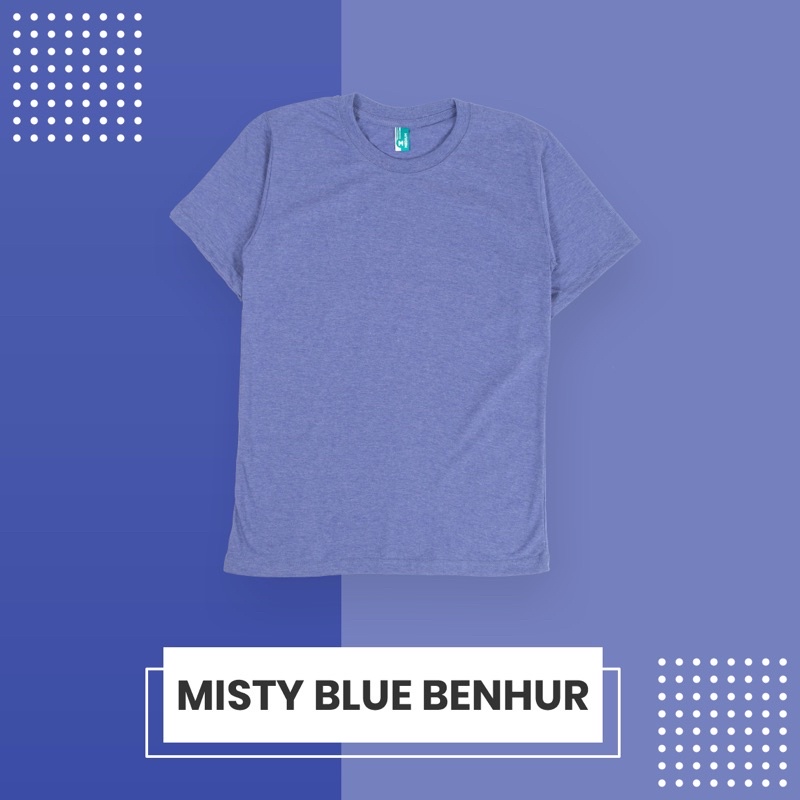 KAOS POLOS COTTON TWOTONE MISTY LENGAN PENDEK 30’S /  PRIA & WANITA 100% DISTRO ORIGINAL-BIRU BENHUR SPECIAL