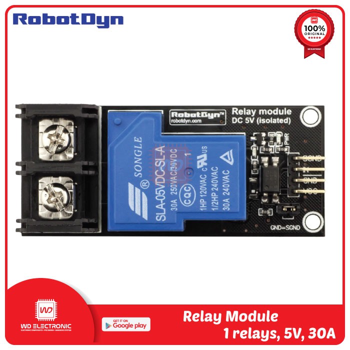 RobotDyn Relay 1 channel 5V 30A relay module