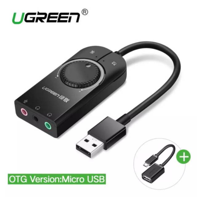 Ugreen Soundcard Eksternal with Mic and Volume Ugreen Usb Sound Card External Original