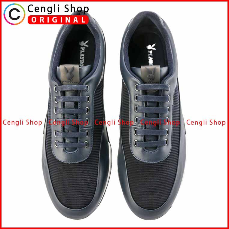 SEPATU PLAYBOY SNEAKER CASUAL PRIA ORIGINAL KULIT BIRU NAVY PLK1