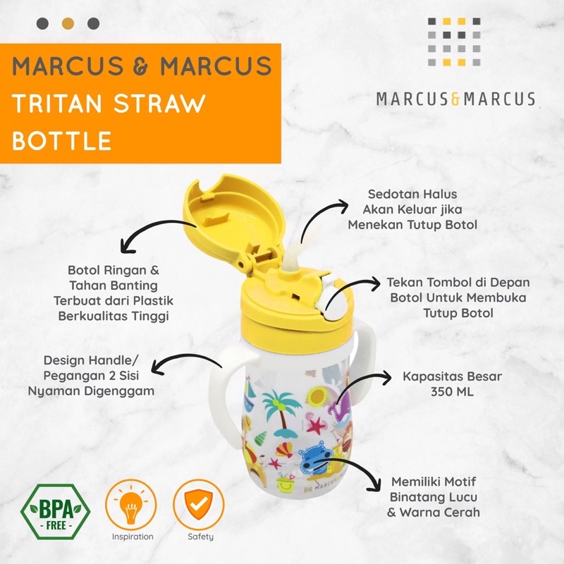 Marcus &amp; Marcus Tritan Straw Bottle 300ml