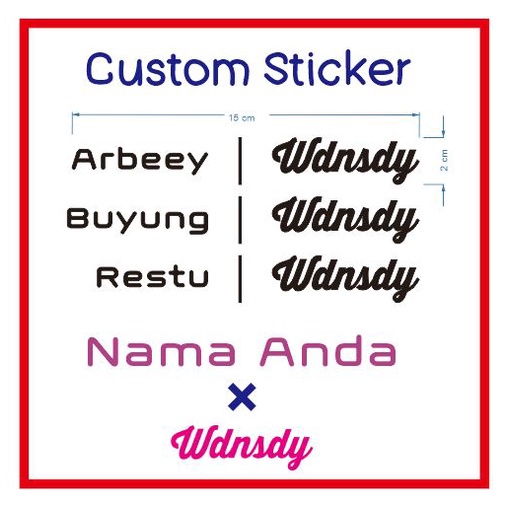 CUTTING STICKER SEPEDA LIPAT NAMA CUSTOM WDNSDY