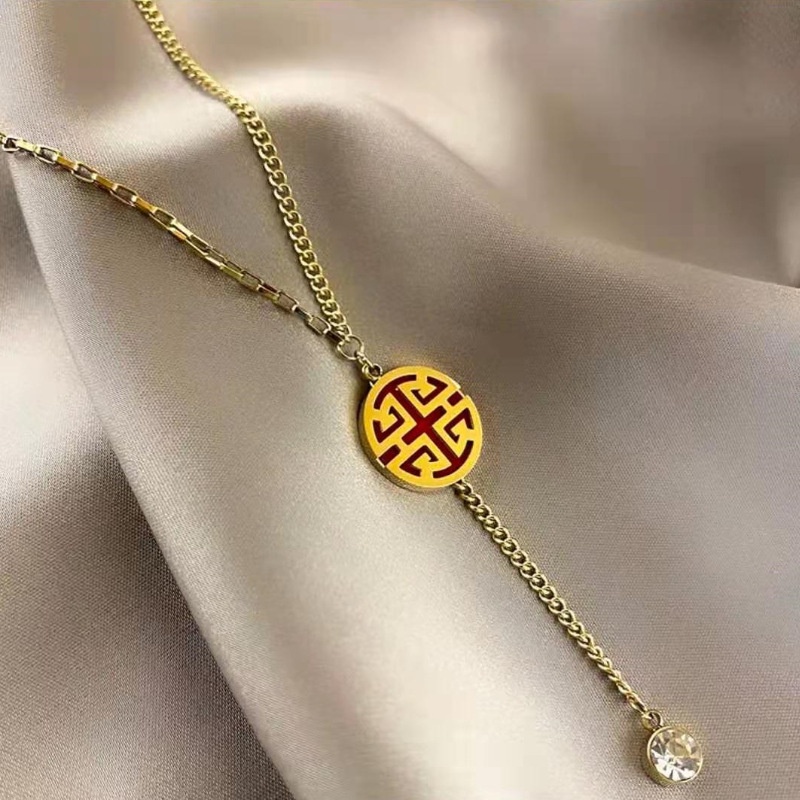 Kalung koin cina rantai kombinasi titanium korea style anti karat