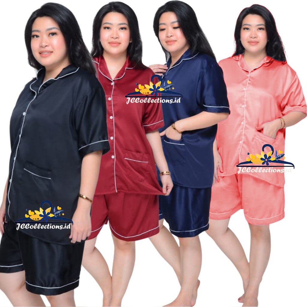 Piyama Wanita Jumbo Satin Hotpan 2XL / Piyama Hotpan Big Size - JCCollections