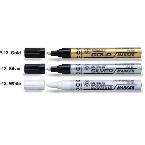 

RAMADHAN MALL Sepidol White Paint Marker Putih / Emas / Silver Permanen asli Snowman ♠
