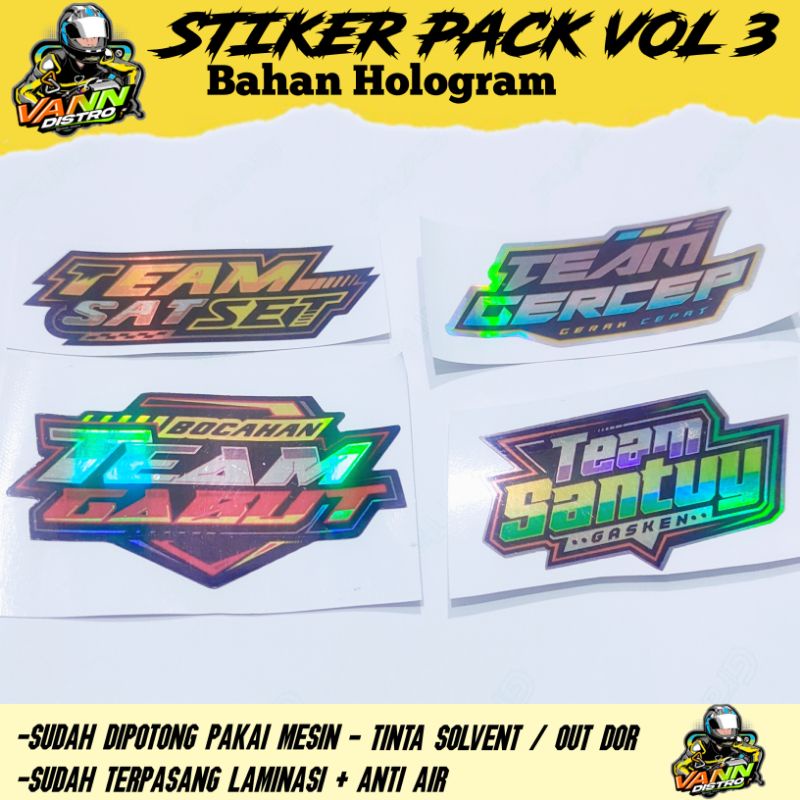 stiker pack team / team sat set / team gabut / team gercep / team santuy