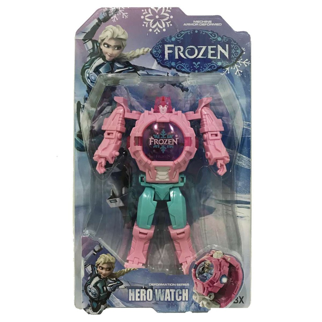 Super Hot! JAM TANGAN ANAK PEREMPUAN ROBOT TRANSFORMER FROZEN UNIK Terbatas!