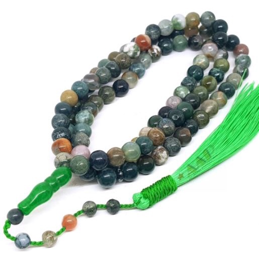 Tasbih batu akik lumut suliki 99 butir tasbih batu alam GARANSI ASLI / Tasbih Model Baru