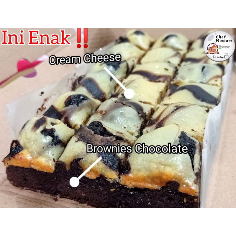 

Brownies Cream Cheese / Brownies cheese cake 18 bites (produk Baru berkualitas)