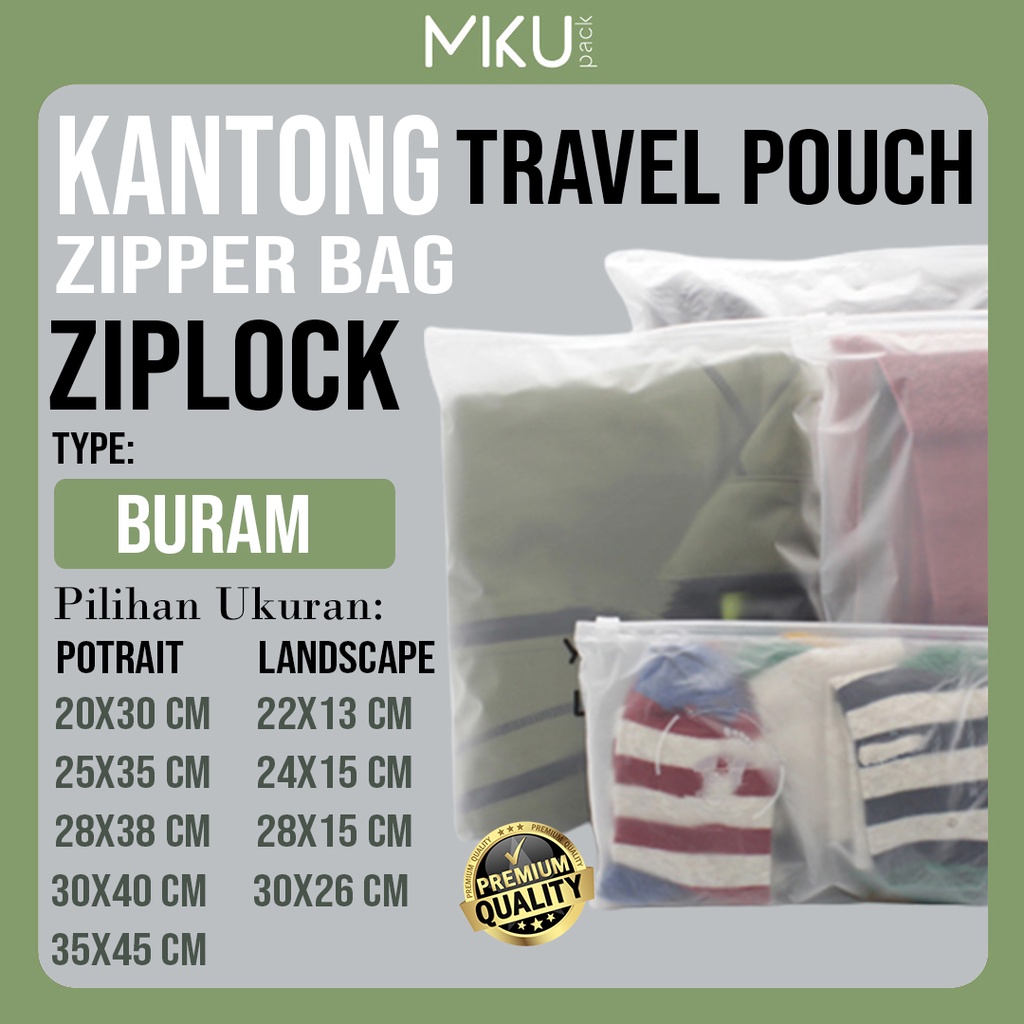 Mikupack Satuan Plastik Baju Klip Kantong Zipper Bag Ziplock Travel Pouch - Buram