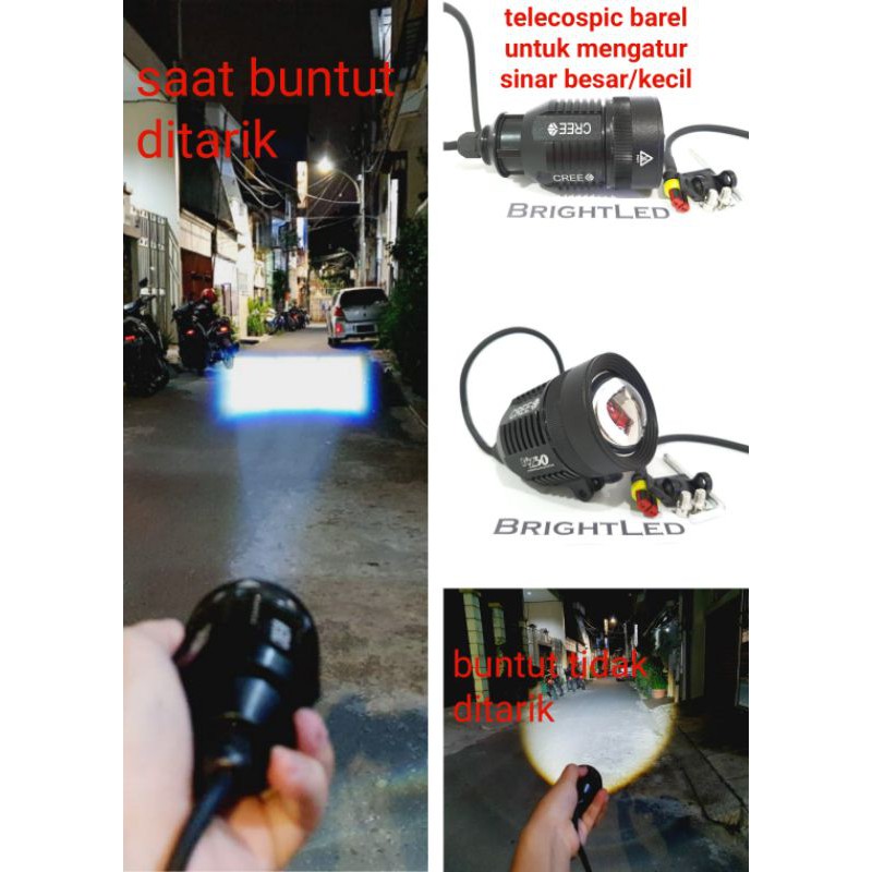 Lampu tembak sorot led cree KENZO KZ30 bisa mengubah model cahaya bulat menjadi kotak