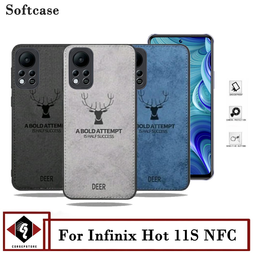 Promo Case Deer Infinix Hot 11S NFC DEER CLOTH JEANS CANVAS SOFTCASE SLIM ARMOR BACK COVER