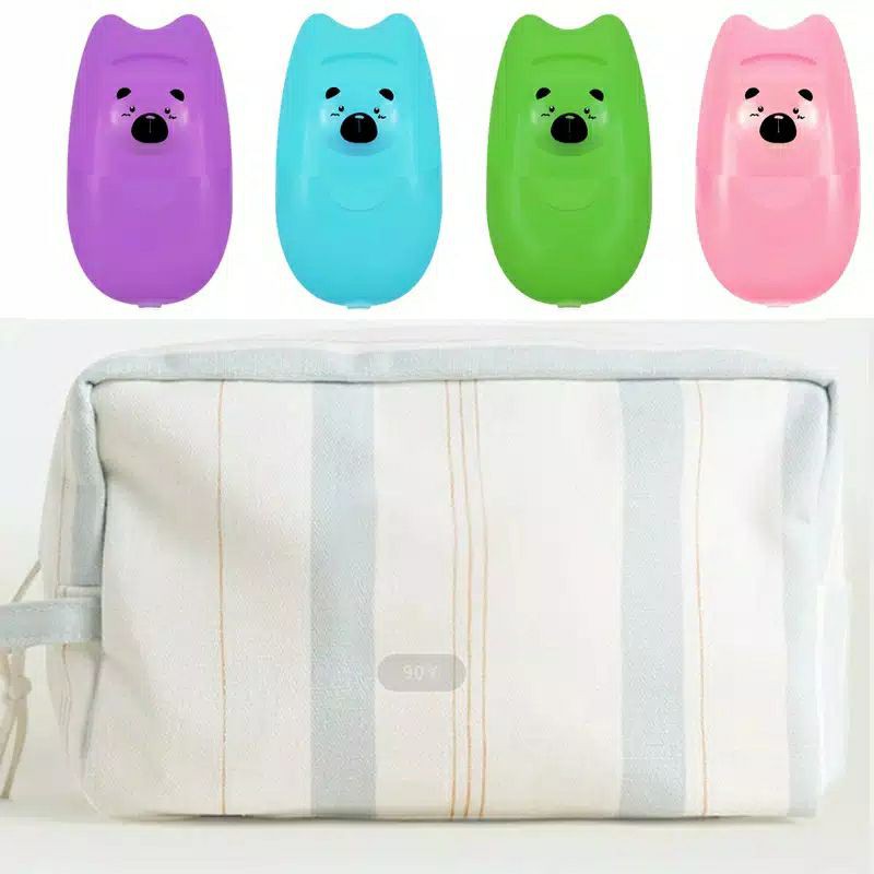 Sabun Kertas Mini Wangi Disinfectant Bentuk Hewan Bear Lucu Unik Praktis Travel Portable New Normal