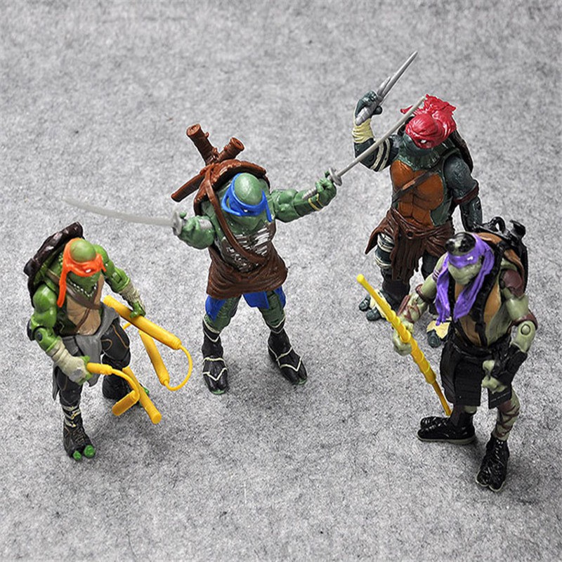 4pcs / Set Mainan Action Figure Teenage Mutant Ninja Turtles Raphael Leonardo Donatello Michelangelo Bahan Pvc