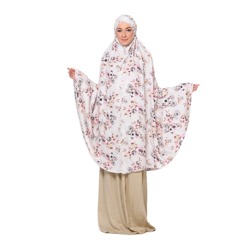 Mukena Tazbiya Mukena Dewasa Blooming Peony Cream